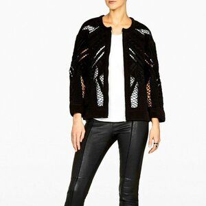 IRO Senufia Jacket Quilted Crochet Embroidered Black Zipper Top S